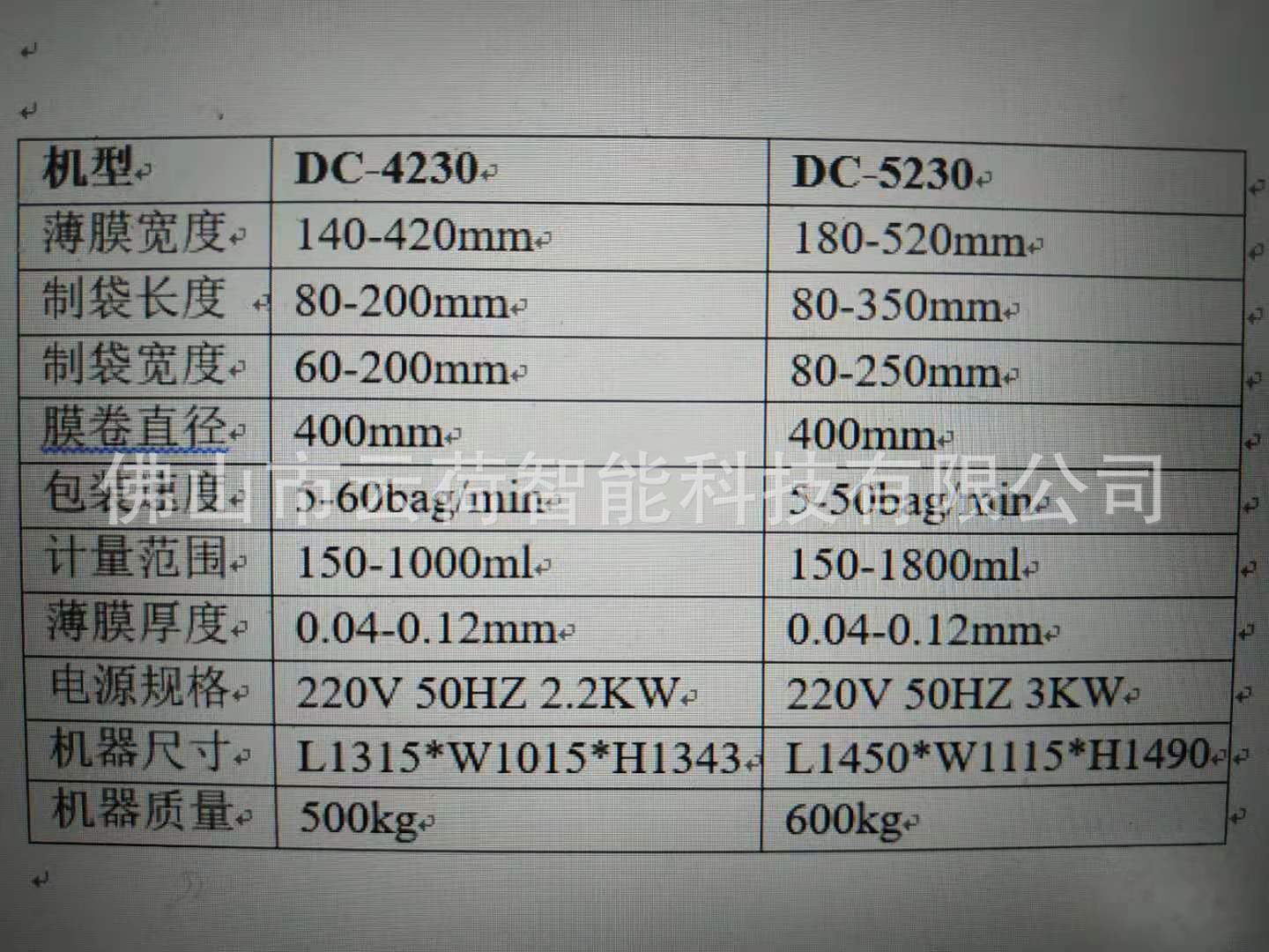 4230技术参数